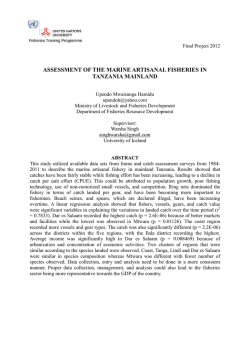 assessment of the marine artisanal fisheries in tanzania mainland