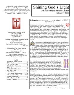 monthly newsletter - Our Redeemer Lutheran Church