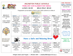Food Services: Elementary School Lunch Menu