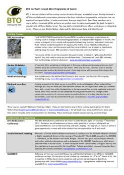 BTO NI 2015 Programme of Events