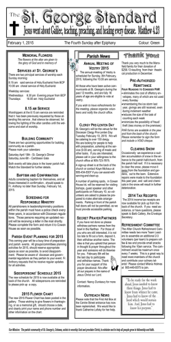 Weekly Newsletter - St. Georges Memorial Anglican Church