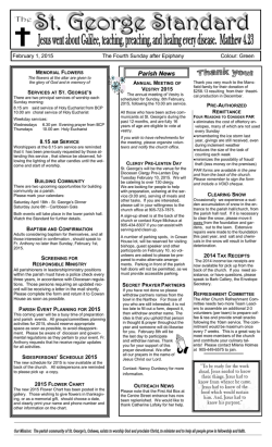 Weekly Newsletter - St. Georges Memorial Anglican Church