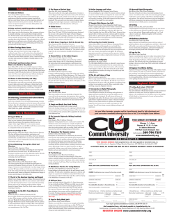 REGISTER ONLINE www.communiversity.org FOUR SUNDAYS IN