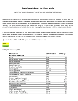 Carbohydrate Count for School Meals