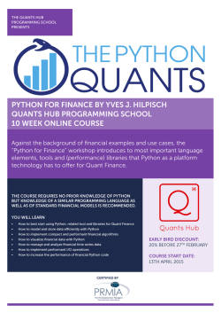 PYTHON FOR FINANCE BY YVES J. HILPISCH QUANTS HUB