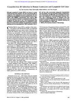 Coxsackievirus B3 Infection in Human Leukocytes