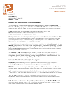 Media Advisory FOR IMMEDIATE RELEASE February 2, 2015