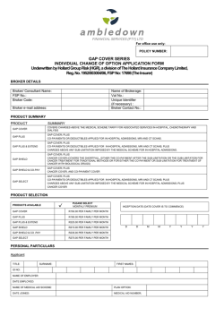 GAP COVER SERIES INDIVIDUAL CHANGE OF