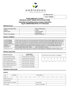 SUPPLEMENTARY COVER INDIVIDUAL DEBIT