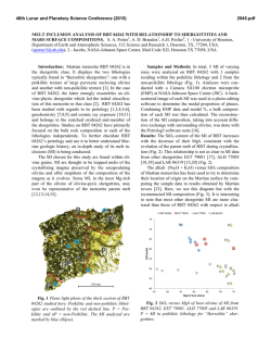 MELT INCLUSION ANALYSIS OF RBT 04262 - USRA