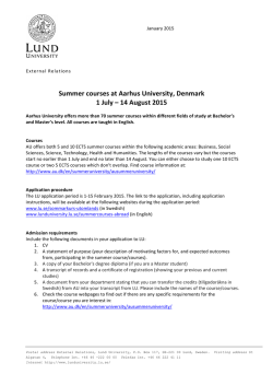 Summer courses at Aarhus University, Denmark 1 July &ndash; 14 August