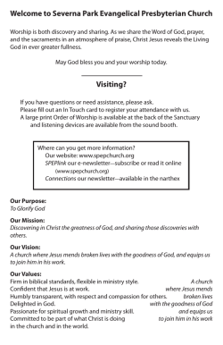 Feb 1 bulletin - Severna Park Evangelical Presbyterian Church
