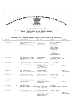 Print Saturday the 31st January 2015 LIST OF CASES TO BE