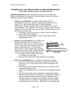 Problem Set #02 (Kinematics in Special Relativity)