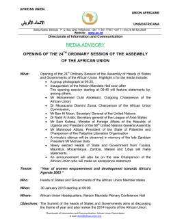 MEDIA ADVISORY - African Union