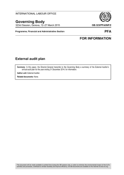 External audit plan - International Labour Organization