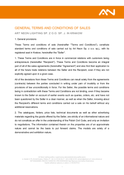 GENERAL TERMS AND CONDITIONS OF SALES