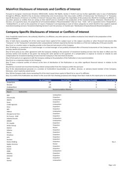 MainFirst Disclosure of Interests and Conflicts of Interest Company