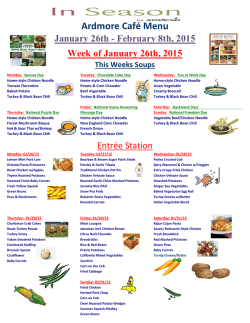 Ardmore Cafeteria Weekly Menu