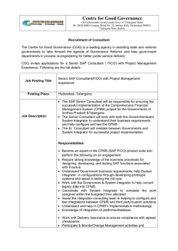 CGG invites applications for a Senior SAP Consultant ( FICO)