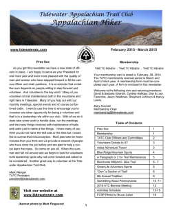 Current Newsletter - Tidewater Appalachian Trail Club