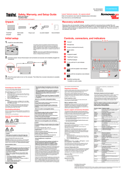 ThinkPad T450s Safety, Warranty, and Setup Guide