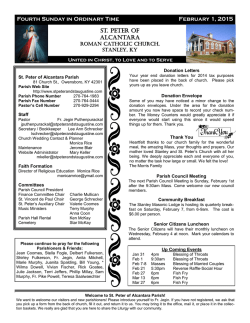 Fourth Sunday in Ordinary Time February 1, 2015 ST. PETER OF