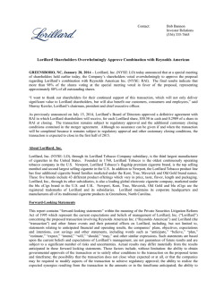 Lorillard Shareholders Overwhelmingly Approve Combination with