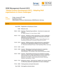 3DSE Management Summit 2015 - 3DSE Management Consultants