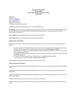 Topics in the Economics of Gender