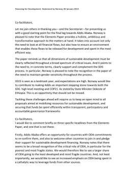 Co-facilitators, Let me join others in thanking you &ndash; and the