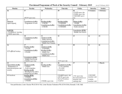 Provisional Programme of Work of the Security Council &ndash; January
