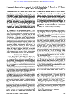 Prognostic Factors in Agnogenic Myeloid Metaplasia: A