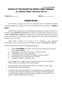 OFFICE OF THE BOARD OF WAKFS, WEST BENGAL