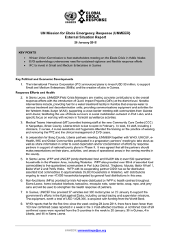 SITUATION REPORT - Global Ebola Crisis Response