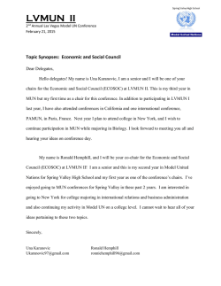 Economic and Social Council - Spring Valley High School Model