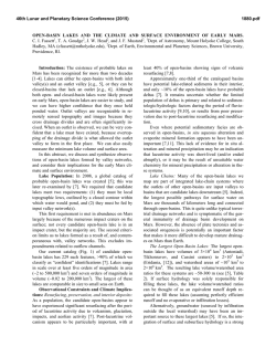Open-Basin Lakes and the Climate and Surface Environment of