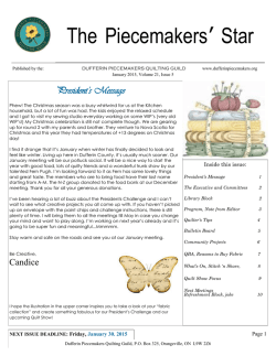 January 2015 Newsletter - Dufferin Piecemakers Quilting Guild
