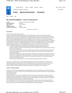 RE-ADVERTISEMENT - POLICY SPECIALIST