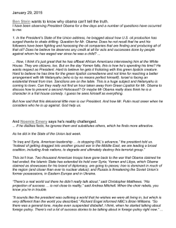 January 29, 2015 Ben Stein wants to know why obama