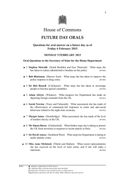 Oral questions for answer on future days