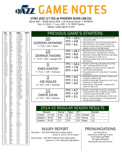Utah Jazz Game Notes