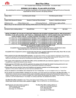 2015 Spring Meal Plan Application