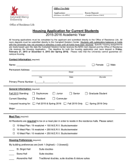 Housing Application - Current Students 15-16