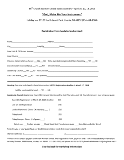 CWU MI 86th Assembly registration form for 86th Church Women