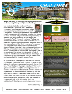 February 2015 - Temple Beth Emet