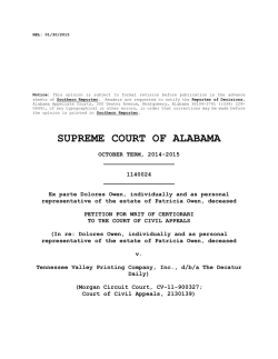 Ex parte Dolores Owen - Alabama Appellate Watch