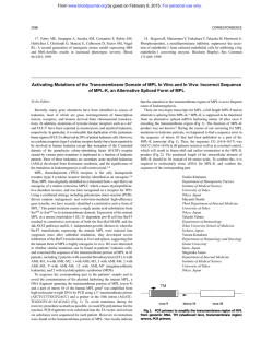 Activating Mutations of the Transmembrane Domain of MPL