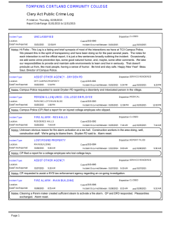 Clery Act Public Crime Log TOMPKINS CORTLAND COMMUNITY