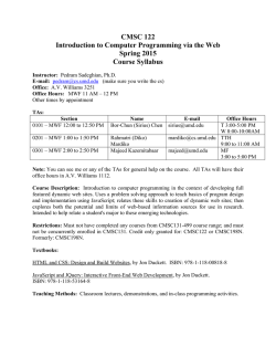 CMSC 122 Introduction to Computer Programming via the Web